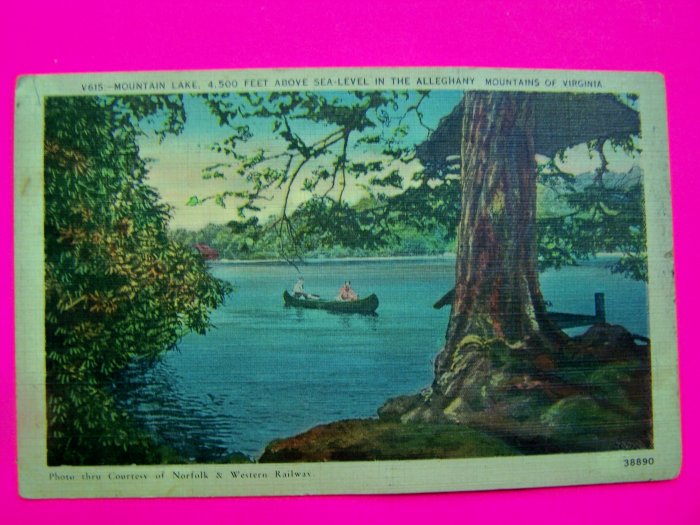 Vintage Post Card Mountain Lake Alleghany Mountains of Virginia Postcard Unused