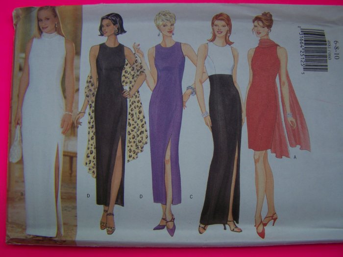Misses Party Gown Cocktail Dress Wrap Scarf 12 14 16 Sewing Pattern 4881