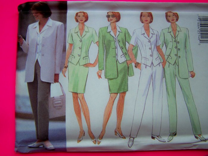 Princess Seam Jacket Top Skirt Pants Suit 12 14 16 Misses Butterick Sewing Pattern 4888