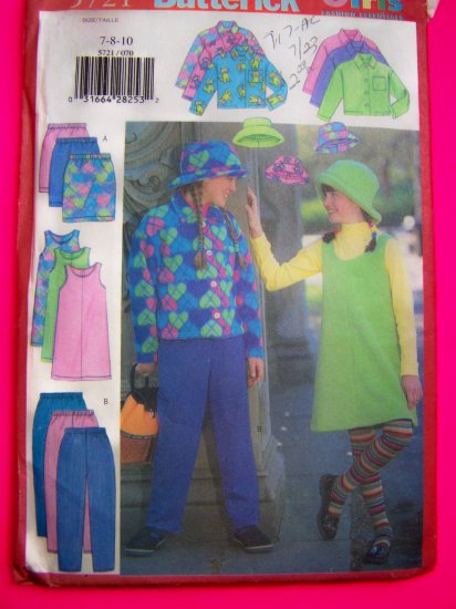 Girls Fleece Jacket Skirt Pants Hat 7 8 10 Sewing Pattern 5721