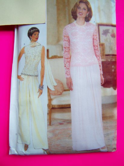 Princess Seam Top Sleeveless or Lace Long Sleeves Skirt Pants Scarf 6 8 10 Sewing Pattern 4936
