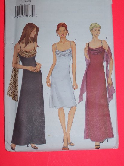 Drape Evening Gown Strap Dress Scarf 14 16 18 Sewing Pattern 6874 1 ...