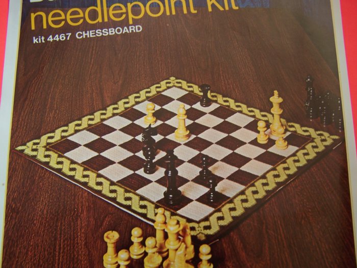 Vintage Bucilla Needlepoint Chessboard or Pillow Kit # 4467 Chess Game ...