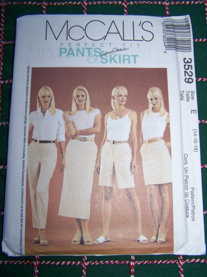 Misses 14 16 18 Pants Shorts Skirt in Two Lengths McCalls Perfect fit Sewing Pattern 3529