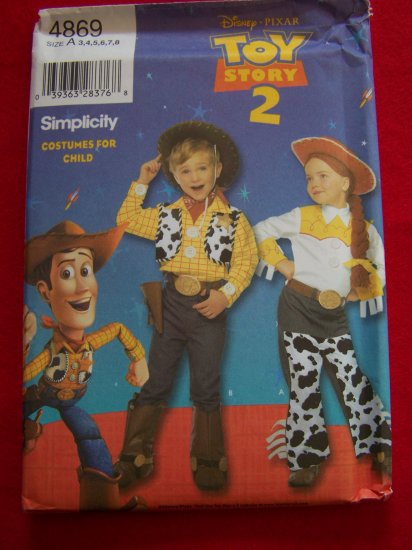 Disney Toy Story 2 Girls Boys Costume Pattern 4869 Woody Jessie 3 4 5 6 ...