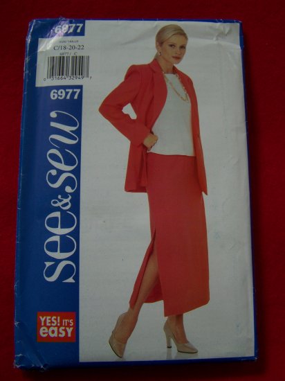 Plus Size Sewing Pattern Jacket Pullover Top Straight Ankle SKirt 18 20 22 # 6977