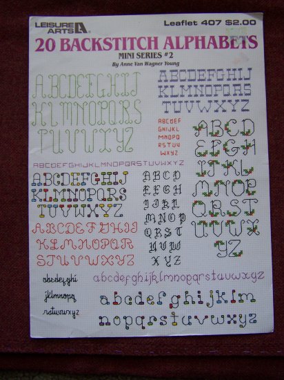 Vintage Leisure Arts Leaflet 407 Backstitch Mini Alphabets + Vogart Monogram Transfer Patterns