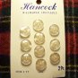 10 Vintage Hancock Sewing Button Lot Pearl White 4 Hole 3/8 Sew Thru 1 Cent USA Ship