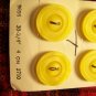 4 Vintage Yellow La Petite Buttons 3/4 Round Deco Retro 1 Cent USA S&H