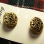 Vintage Lansing Buttons Gold Round Filigree Metal Floral Scroll 1 Cent USA Shipping