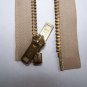 New Vintage Talon Metal Zipper Separating Reversible 18" Khaki Tan Jacket Coat