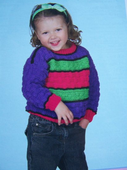 2 4 6 Childs Knitting Pattern Knit Pullover Sweater 1 Cent USA Shipping