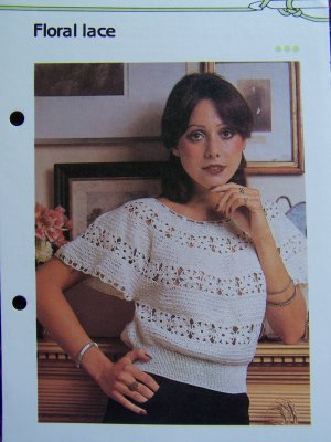 Misses Vintage Pattern Knitting & Crochet Floral Lace Summer Top 1 Cent USA S&H