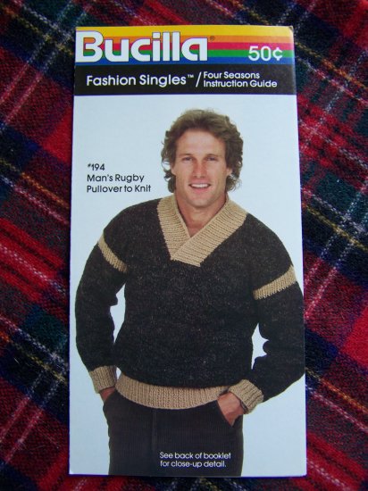 Mens Vintage Rugby Pullover Sweater Knitting Pattern 38 40 42 44 USA 1 ...