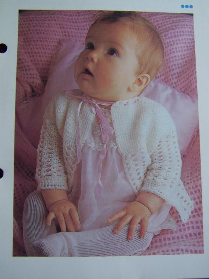Vintage Baby Love Open Cardigan Sweater Tie Neck Lacy Sleeves Infant sizes