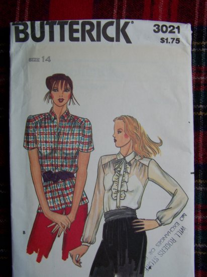 Vintage Blouse Sewing Pattern Front Band Ruffle Slant SHoulder Seams 3021