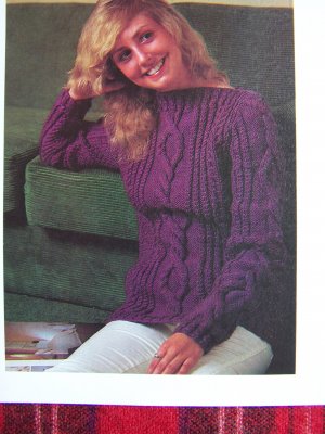 Free Knitting Pattern 971 Knitted Boat Neck Sweater : Lion