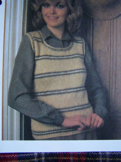 S&H 1 Cent USA Vintage Knitting Pattern Misses Striped Tank Top Knitted Sweater