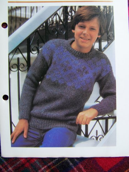 1 Cent USA S&H Vintage Knitting Pattern Boys Sweater Fair Isle Yoke