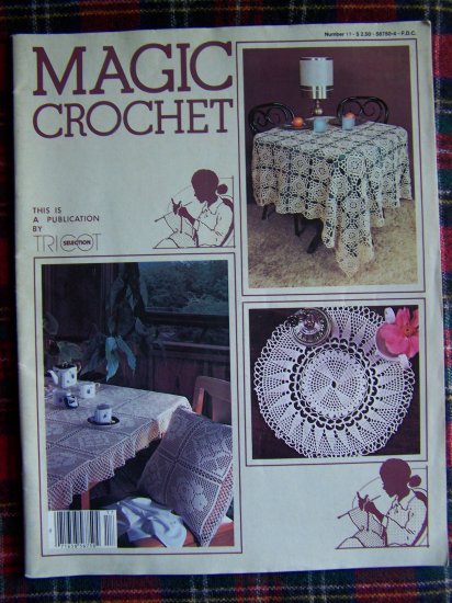 1980's Vintage Magic Crochet Pattern Magazine 17 Doily Bedspread Table