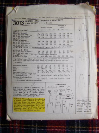 Vintage 70's Hippie Jumpsuit Open Front Wrap Skirt Sz 12 Sewing Pattern ...