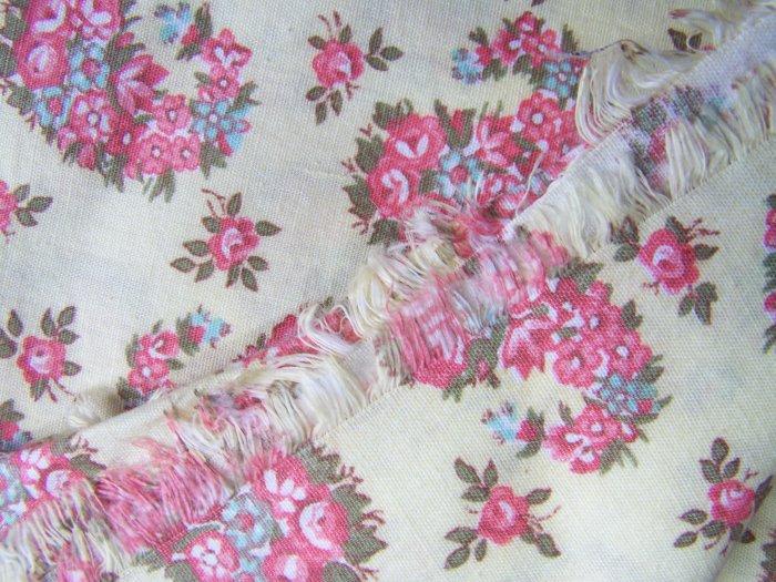 Cotton Quilting Fabric Pink Paisley Roses Floral Print Vintage 1980's ...