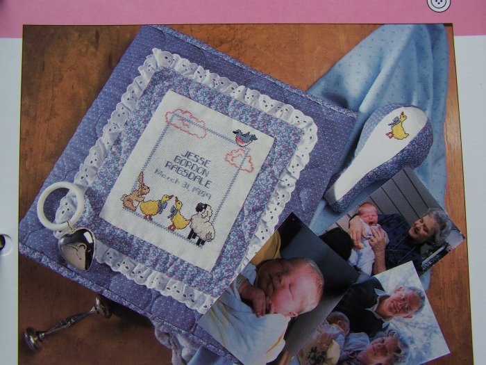 Newborn Baby Birth Announcement Keepsake Photo Album Cover & Rattle