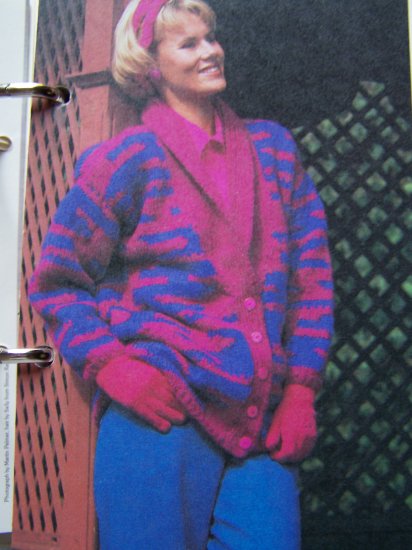 Ladys Vintage Knitting Pattern Bulky Button Up Jacket Usa 1 Cent Shipping Special 3393