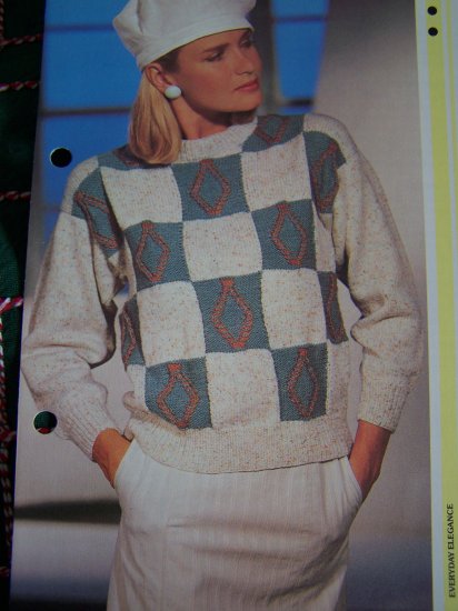 1 Cent USA S&H His & Hers Sweaters with Squares and Diamonds Knitting Patterns