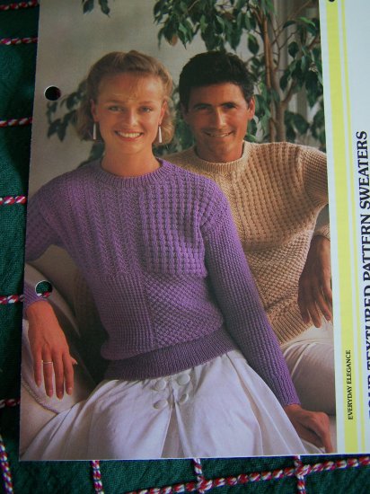 USA 1 Cent S&H Vintage His & Hers Four Textured Knitted Sweaters Patterns