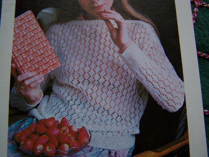 1 Cent USA S&H Misses Vintage Lacy Long Sleeve Sweater Knitting Pattern