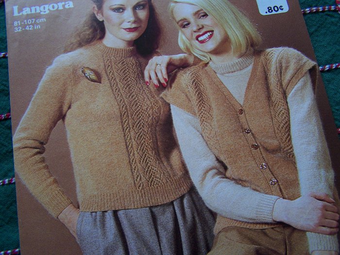 2 Vintage Jaeger Hand Knitting Patterns Lace Panel & Cardigan Sweaters