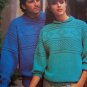 Vintage Knitting Patterns Mens & Womens Textured Yoke Pullover Sweaters 1045