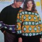 1990's Patons Cotton Worsted Yarn Knitting Patterns Mens Misses Patterned Pullover Sweaters 1098