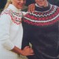 Retro 1980's Mens & Misses Knitting Patterns Bulky Decorative Yoke Pullover Sweaters