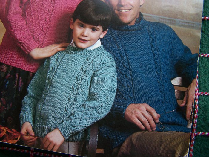 Vintage Reynolds Knitting Patterns Family Twist Stitch Cable Pullover ...