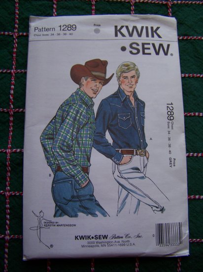 Vintage Men's Sewing Pattern 1289 Cowboy Shirts Snap Front & Cuffs ...