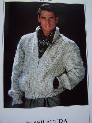 Men's XL XXL XXXL Knitting Pattern Zip Up Cardigan Sweater 1316