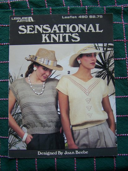 1 C USA S&H Retro Misses SUmmer Knit Top Sweetheart V Scoop Square Neck Knitting Patterns 490