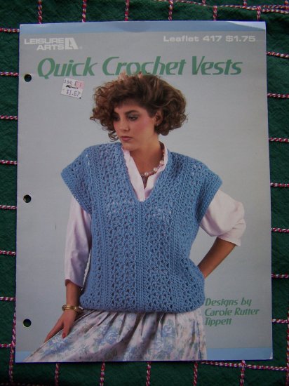 1Cent Shipping 3 Retro Quick Crochet Vests Patterns Womens 417 Cardigan ...