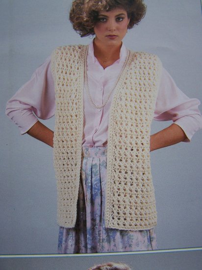 1Cent Shipping 3 Retro Quick Crochet Vests Patterns Womens 417 Cardigan ...