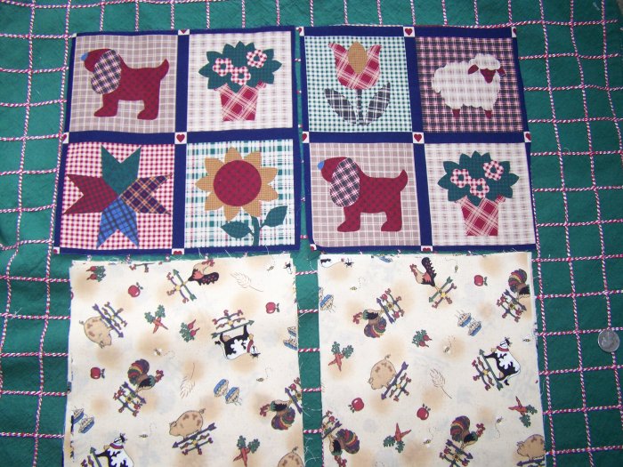 11 Pc Lot of Country Cotton Fabric Barn Farm Animals Print Sewing Quilt