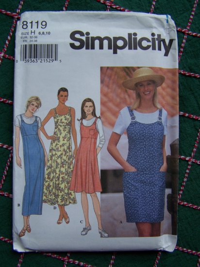 Misses Sewing Pattern 8119 Sundress Jumper Dress Princess Seams Gored Skirt 6 8 10