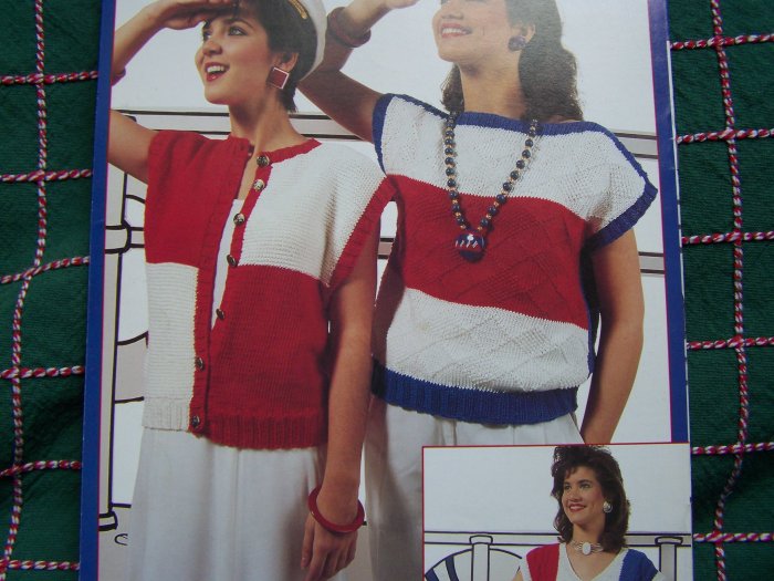 Vintage Knitting Patterns Misses Patriotic 4th of July Cap Sleeve Summer Tops