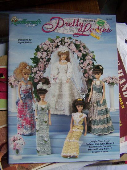 Crochet Patterns Barbie Fashion Doll Pretty Ladies 5 Gowns Wedding Dress