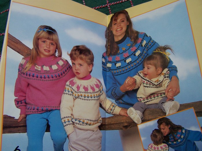 $1 USA S&H Vintage 80's Knitting Patterns Childrens Sweaters Dragon Cat Panda Animals