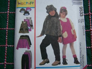 Girls 4 5 6 Winter Wardrobe Sewing Pattern 9533 A Line Jumper Dress Jacket Pants Hat Uncut