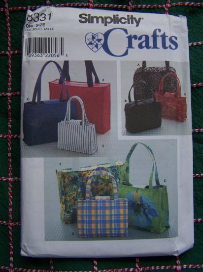 McCall's Crafts Sewing Pattern Hangbags Tote Bags All Sizes 8331
