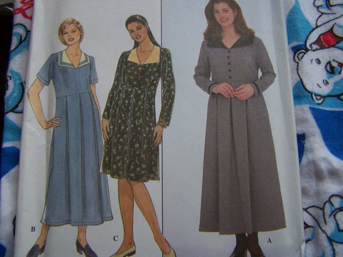 Womens Plus Size Dress Sewing Pattern 8264 Full Skirt Pleated to Bodice 18W 20W 22W 24W