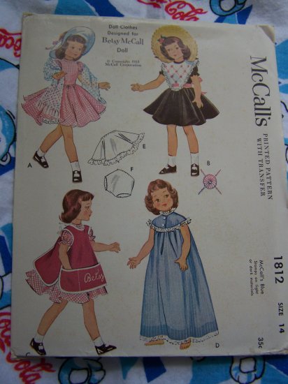 50's Vintage Sewing Patterns Doll Clothes Betsy McCall Toni Miss Curity Harriet Hubbard Ayer 1812